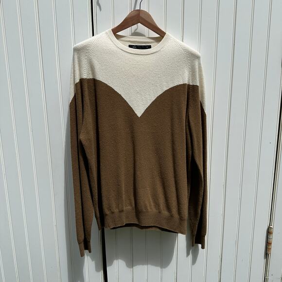 Frenckenberger Boyfriend Crewneck Sweater Small Cream Warm Brown 100% Cashmere - Picture 6 of 16
